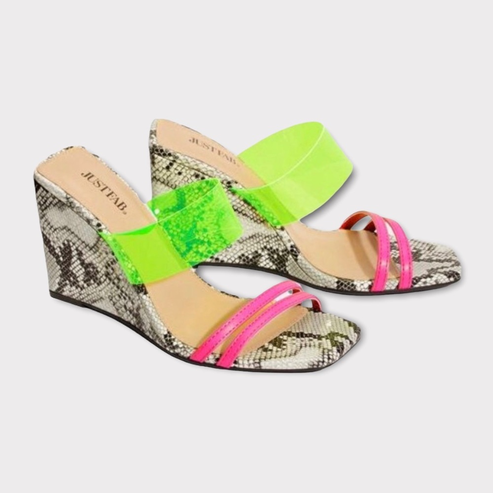 JustFab Square Toe Snake Skin Wedges